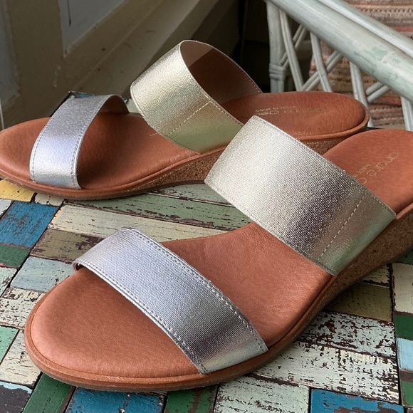 André Assous Gwenn Two Tone Metallic Cork Wedges Size 8 M - Picture 4 of 11